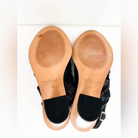 Anthropologie Sixty Seven Black and Silver Leather Block Heels Size 38 - Picture 8 of 8